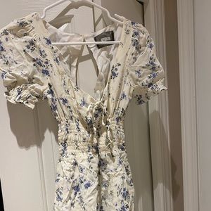 White floral Reformation mini dress. Size 2